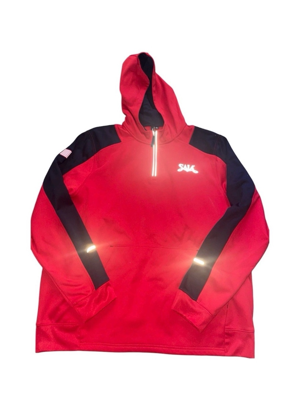 Red and Black Lightweight Hooded Pullover